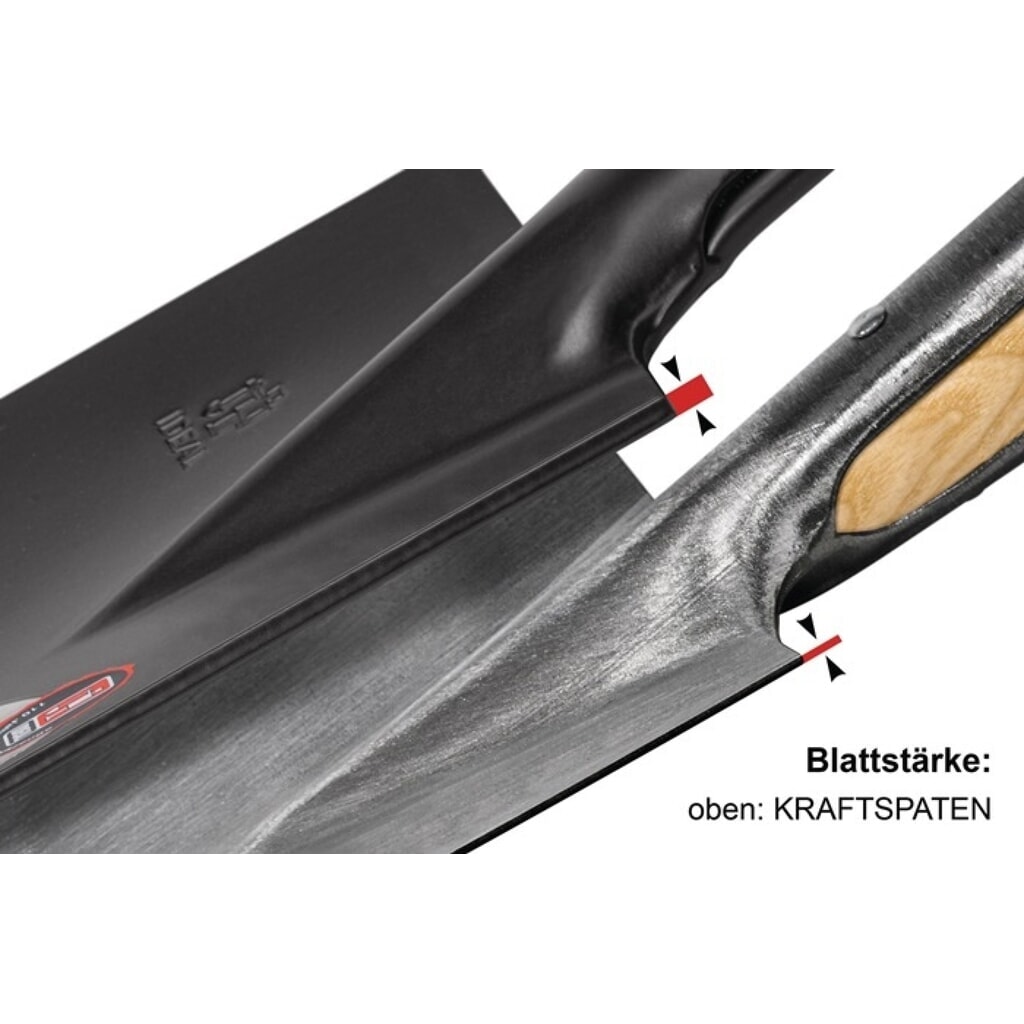 IDEAL Kraftspaten, Standard, 280 x 190 / 180 mm Größe 2, Stahlrohrstiel mit Hartholzknauf Produktabbildung Nr. 2: IDEAL Kraftspaten, Standard, 280 x 190 / 180 mm Größe 2, Stahlrohrstiel mit Hartholzknauf