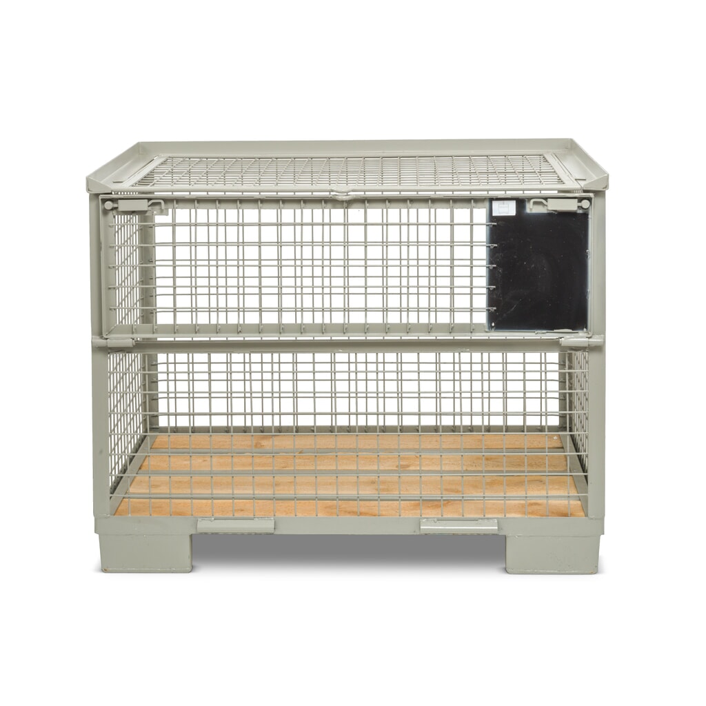 Industrie-Gitterbox, halb abklappbare Längswand, Höhe 970 mm, mit Deckel Produktabbildung Nr. 3: Industrie-Gitterbox, halb abklappbare Längswand, Höhe 970 mm, mit Deckel