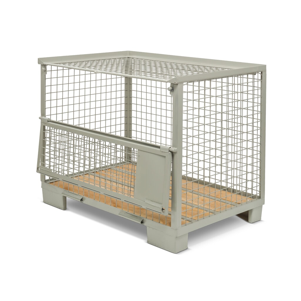Industrie-Gitterbox, halb abklappbare Längswand, Höhe 970 mm, mit Deckel Produktabbildung Nr. 4: Industrie-Gitterbox, halb abklappbare Längswand, Höhe 970 mm, mit Deckel