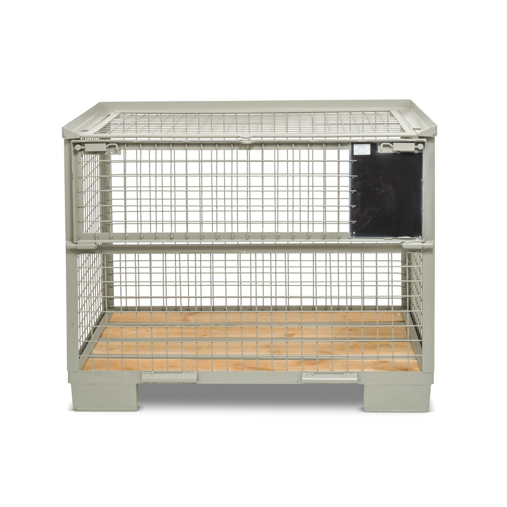 Productafbeelding nr. 3: Industriële gitterbox, met half neerklapbare lengtewand, hoogte 970 mm, met deksel