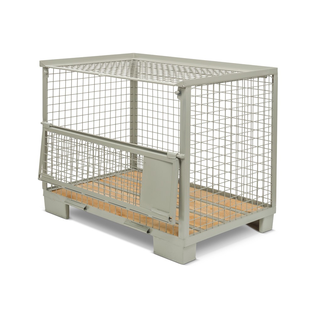 Productafbeelding nr. 4: Industriële gitterbox, met half neerklapbare lengtewand, hoogte 970 mm, met deksel