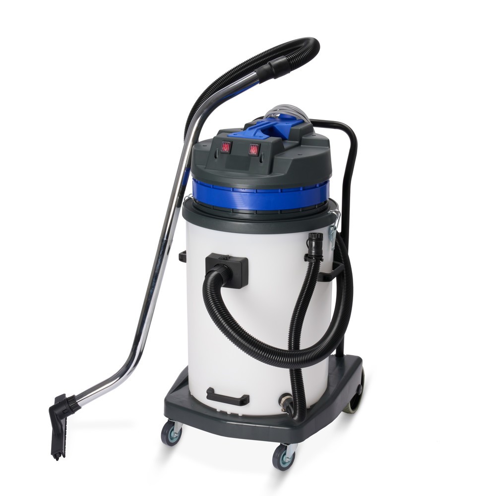 Product afbeelding: Industriële stofzuiger HEMMDAL, nat + droog, kunststof reservoir, 2.000 W, 70 l, kantelonderstel, duwbeugel, afvoerslang