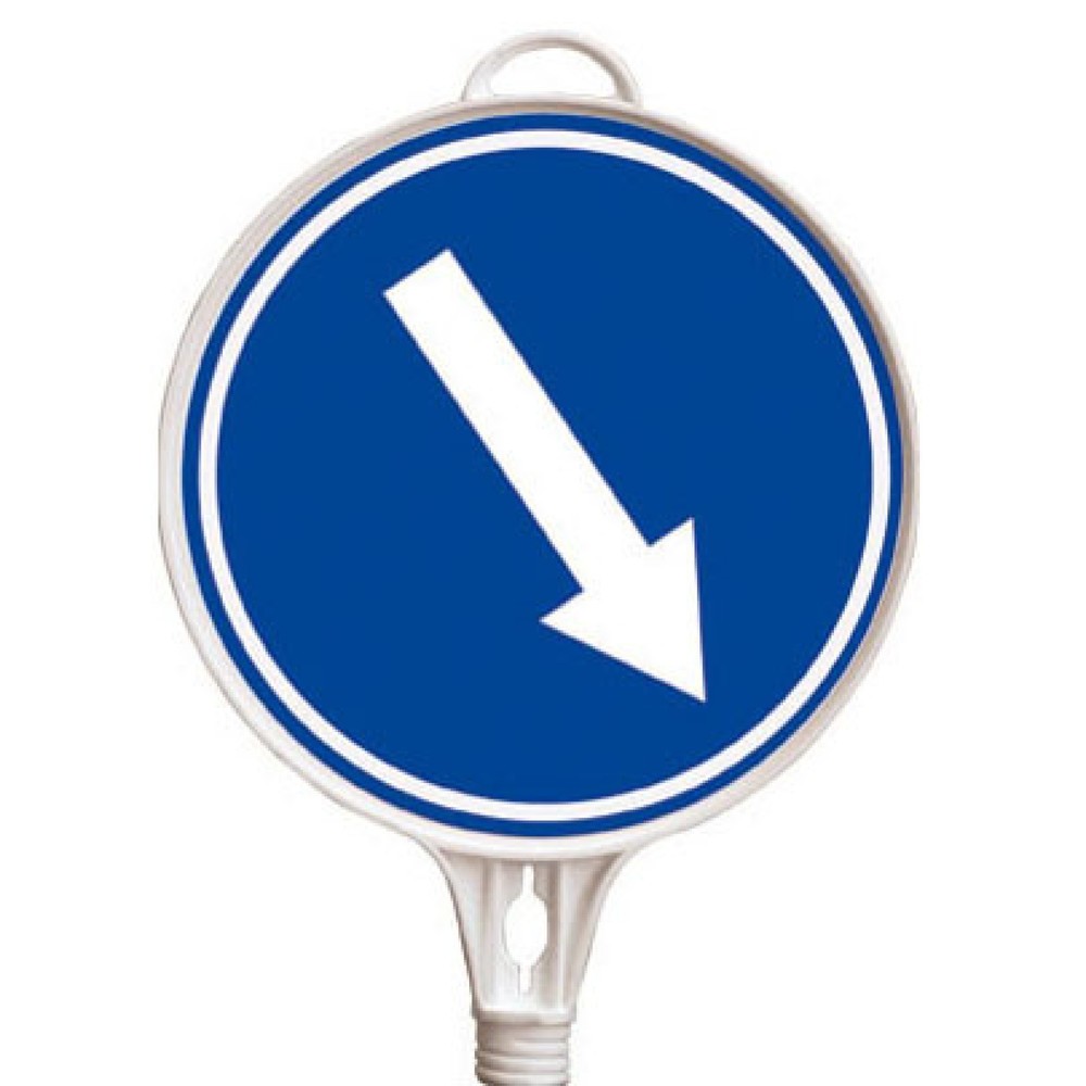 Product afbeelding: Waarschuwingsbord richtingspijl, rechtsonder, rond, Ø 380 mm