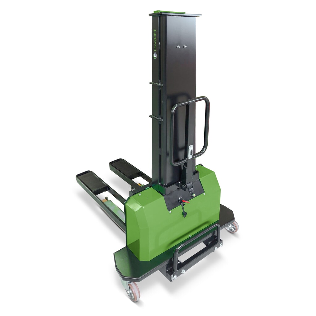 Produktabbildung: InnoLIFT® Elektro-Hochhubwagen zur Mitnahme, semielektrisch, Tragfähigkeit 1.000 kg, Ladehöhe 1.150 mm