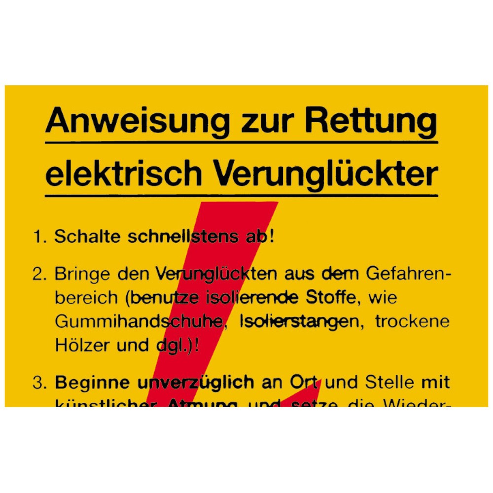 Illustration du produit: SafetyMarking® Instructions pour le sauvetage des victimes d’accidents électriques, H x l 300 x 200 mm