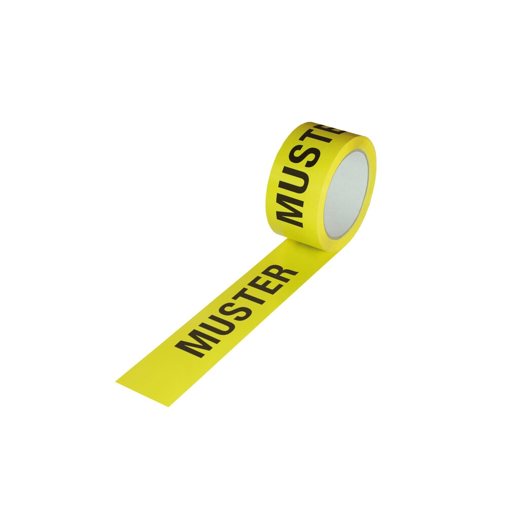 Produktabbildung: ISO-Klebeband PP,  50 mm breit x 66 lfm, 52µ - gelb  Aufdruck "Muster"