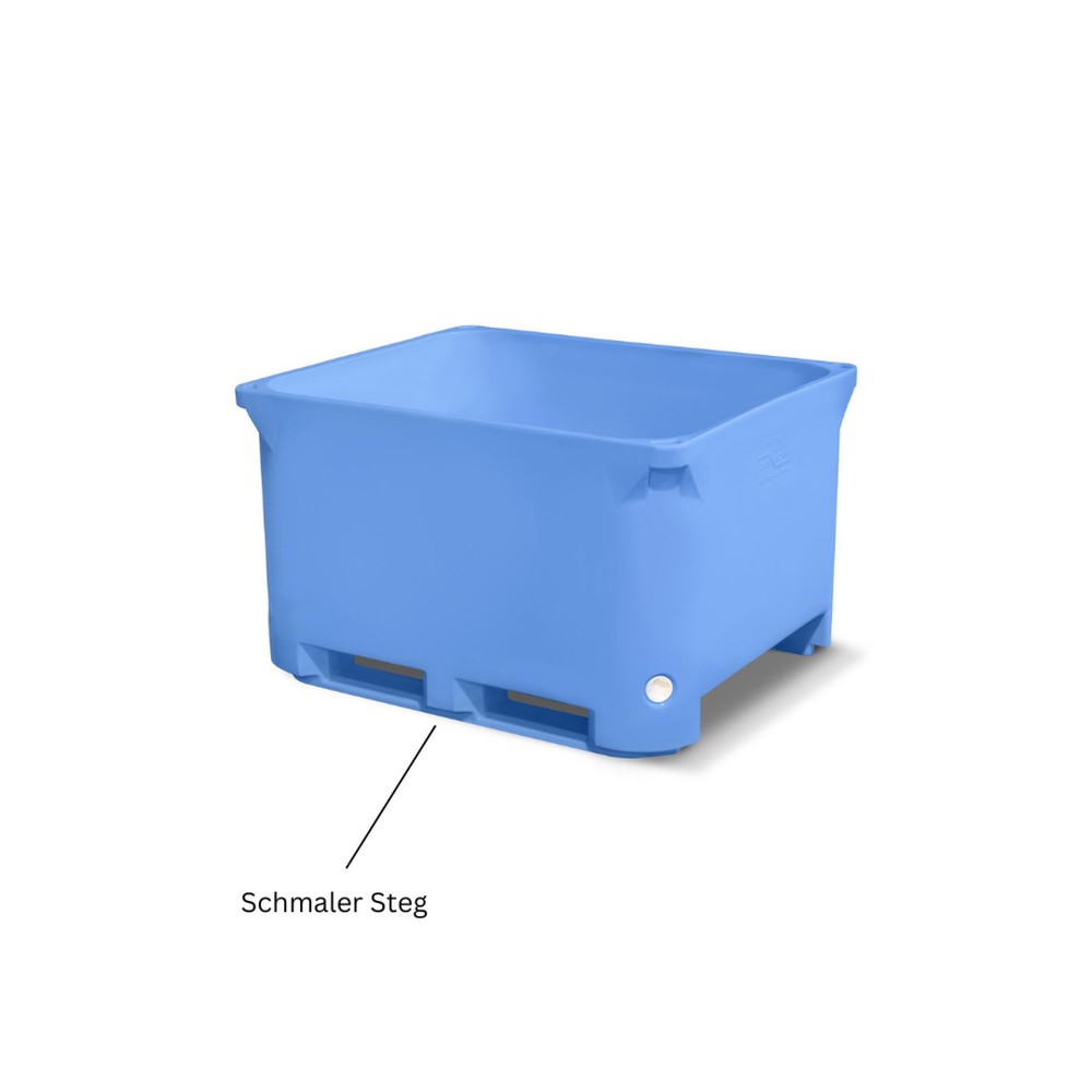 Produktabbildung: Isolierter Container aus HDPE mit PE-Schaum-Isolierung, schmaler Steg, blau