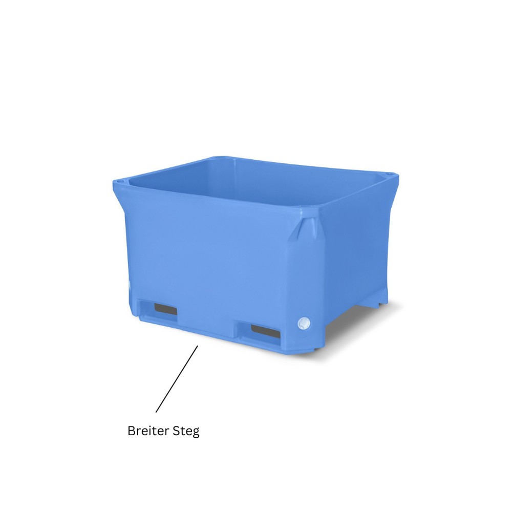 Produktabbildung: Isolierter Container aus HDPE mit PE-Schaum-Isolierung, breiter Steg, blau