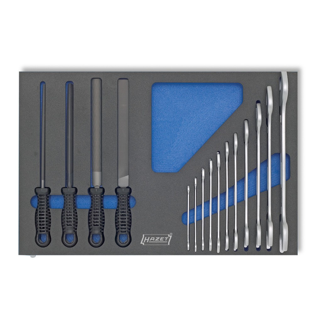 Illustration du produit: Jeu d’outils HAZET®, clés à fourche double + limes, 15 pièces