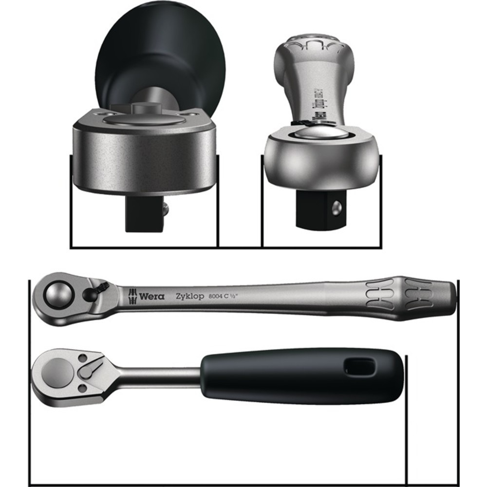 N° de l'image du produit 5 : Cliquet réversible Zyklop Metal push 1/4 po. 76 dents longueur 141 mm avec carré