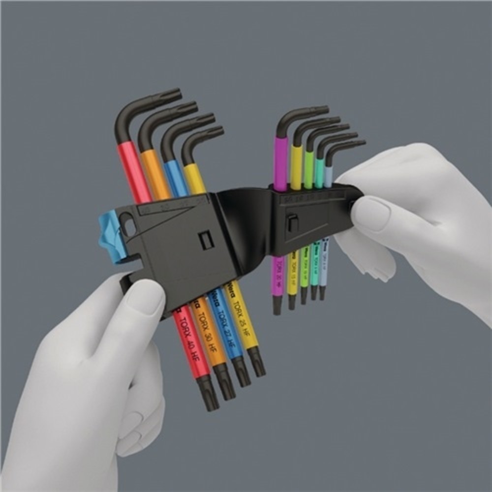 N° de l'image du produit 2 : Jeu de clés mâles coudées 967 SL 9 pcs. T8-T40 codé couleur, avec HF WERA