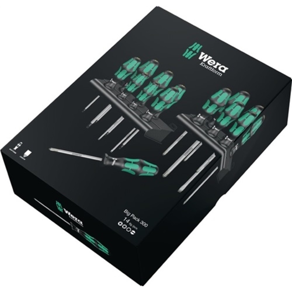 N° de l'image du produit 2 : Jeu de tournevis Kraftform Big Pack 300 14 pièces fente/PH/PZD/TX Poignée bicomp