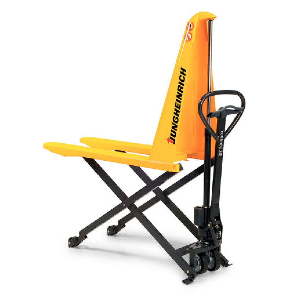 Product image: Jungheinrich AMX 10 scissor lift pallet truck, hand-hydraulic, load capacity 1,000 kg, special width across forks 680 mm, solid rubber / nylon