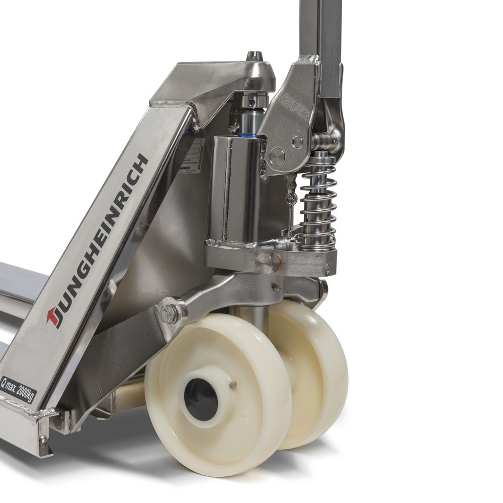Produktabbildung Nr. 3: Jungheinrich Edelstahl-Handhubwagen AM I20, Tragfähigkeit 2.000 kg, Sonder-Gabeltragbreite 680 mm, Gabellänge 970 mm, Nylon