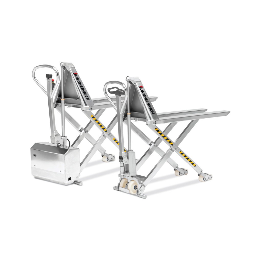 Produktabbildung: B-Ware Edelstahl-Scheren-Hubwagen Jungheinrich AMX I15e, Tragkraft 1.500 kg, Nylon