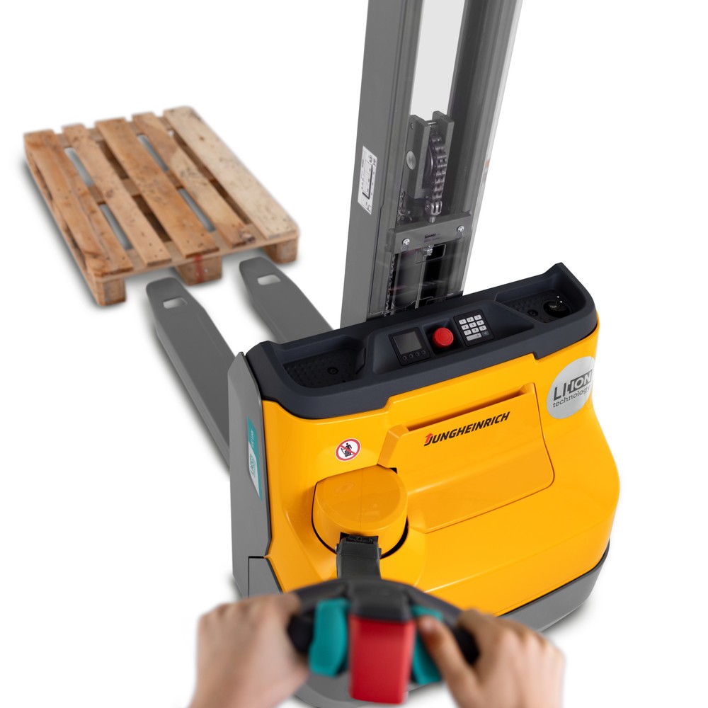 Termékkép száma 5: Jungheinrich EJC 110i E elektromos gyalogkíséretű targonca, mono oszlop, emelési magasság 1290 mm, teherbírás 1200 kg, proporcionális hidraulika