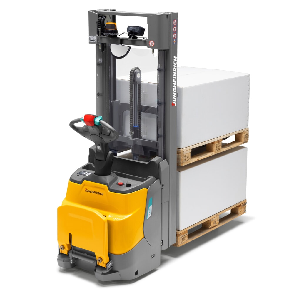 Produktabbildung Nr. 1: Jungheinrich Elektro-Hochhubwagen ERC 110zi ZT mit Standplattform, Zweifach-Teleskop-Hubgerüst, Hubhöhe 3.600 mm, Tragfähigkeit 1.000 kg, Proportionalhydraulik, Doppelstockfunktion