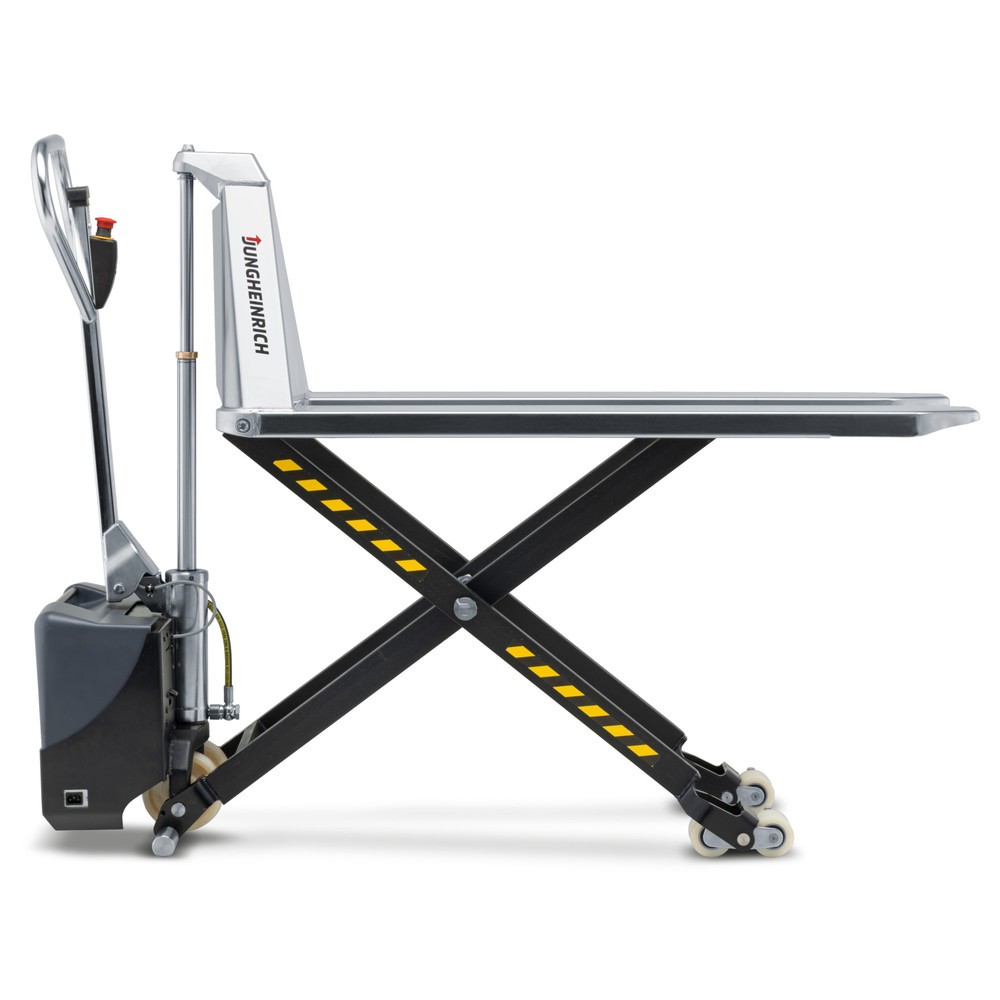 Número de imagen del producto 4: Transpaleta de tijera de acero inoxidable Jungheinrich AMX I15e, capacidad de carga 1.500 kg, longitud de horquilla 1.200 mm, poliuretano