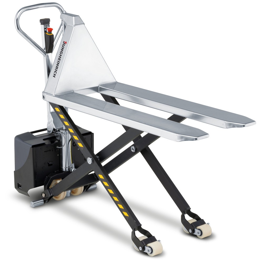 Immagine del prodotto n. 6: Transpallet a pantografo in acciaio inox Jungheinrich AMX I15e, portata 1.500 kg, lunghezza forche 1.200 mm, nylon