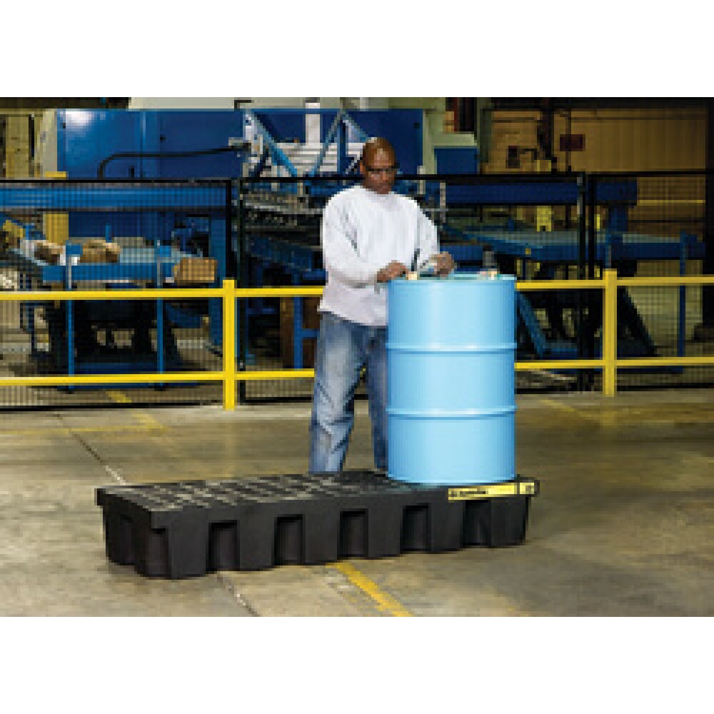 Produktabbildung Nr. 2: Justrite® Auffangwanne aus 100 % Recycling-Kunststoff, für 3x 200-Liter-Fässer, Auffangvolumen 284 l, schwarz