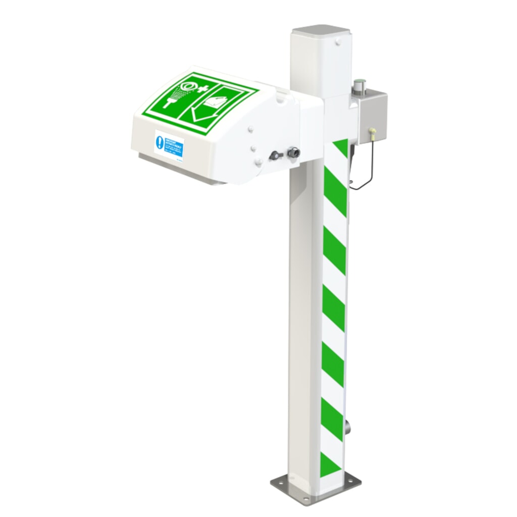 Justrite® Augen-/Gesichtsdusche AH45GP Hughes, Standmodell, Außenbereich Produktabbildung: Justrite® Augen-/Gesichtsdusche AH45GP Hughes, Standmodell, Außenbereich
