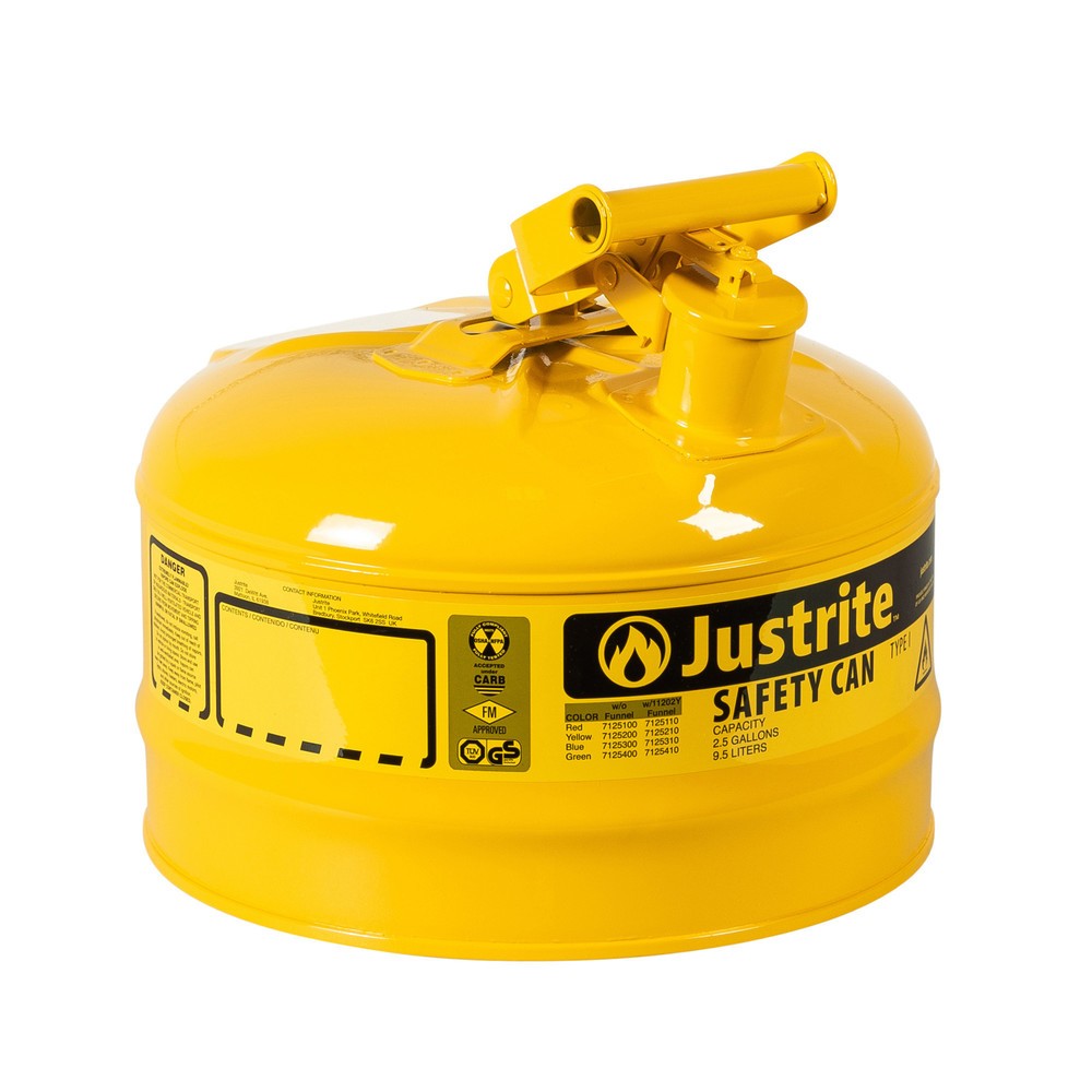 Immagine del prodotto: Justrite Contenitore di sicurezza tipo I, maniglia oscillante, giallo, 9,5 litri