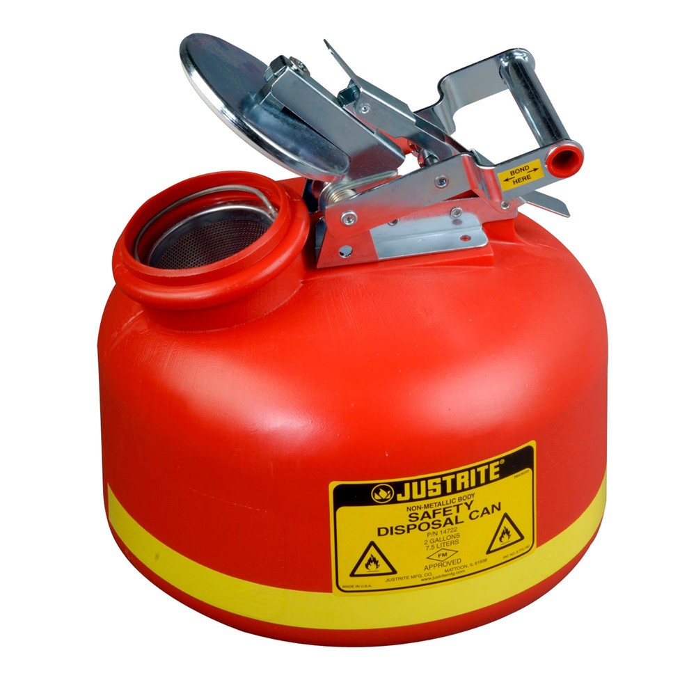 Justrite® HDPE-Entsorgungs-Sicherheitsbehälter, rot, 7,5 Liter Produktabbildung: Justrite® HDPE-Entsorgungs-Sicherheitsbehälter, rot, 7,5 Liter