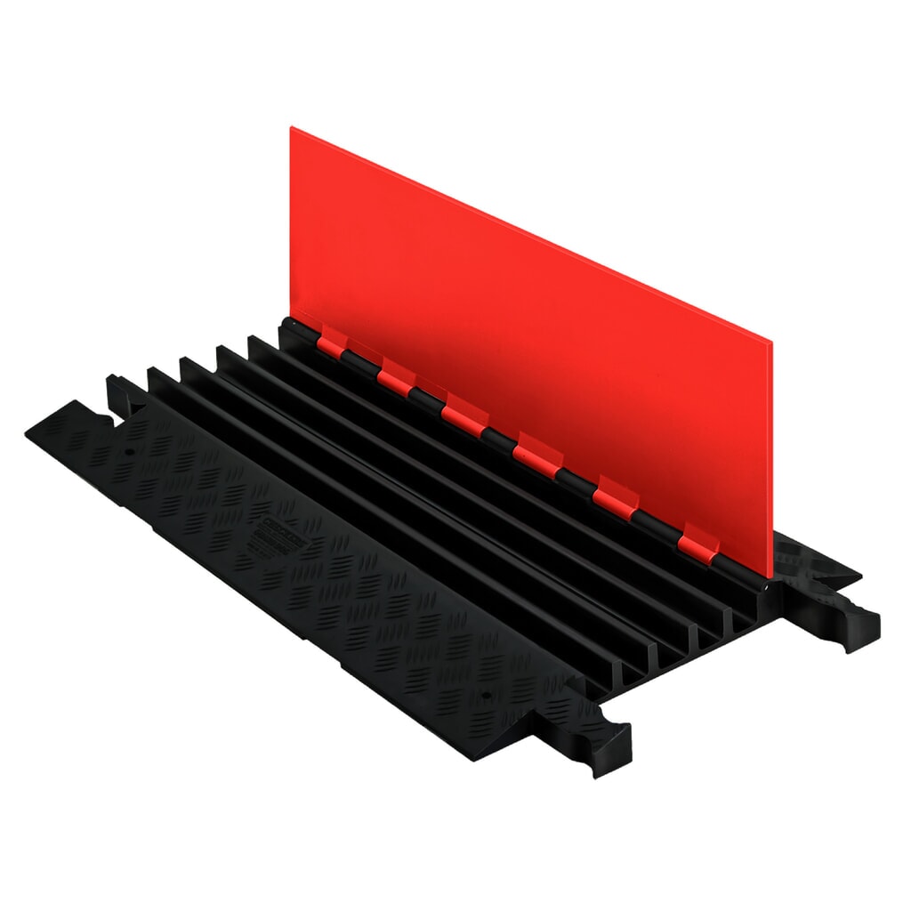 Justrite® Kabelbrücke Guard Dog® , Grundelement, 5 Kanäle, LxB 910 x 500 mm, schwarz/orange Produktabbildung: Justrite® Kabelbrücke Guard Dog® , Grundelement, 5 Kanäle, LxB 910 x 500 mm, schwarz/orange