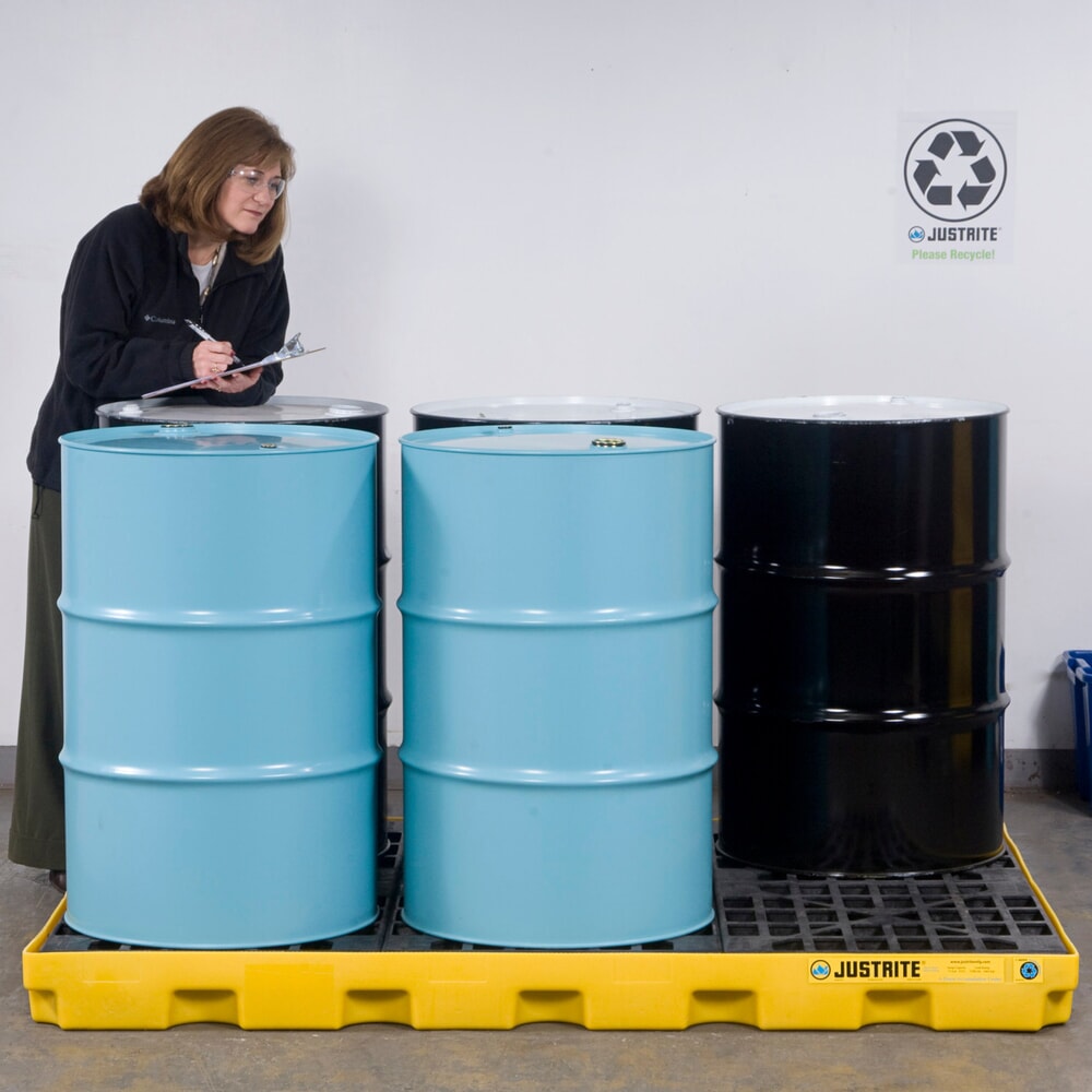 Productafbeelding nr. 2: Justrite® vlak-lekbak van PE, 6x 200 l, opvangvolume 276 l, geel