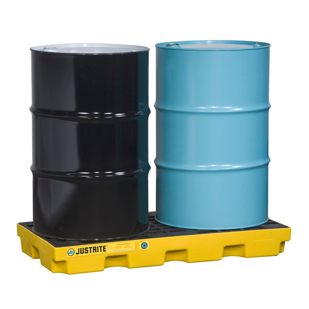 Product afbeelding: Justrite® vlak-lekbak van PE, 2x 200 l, opvangvolume 90 l, geel
