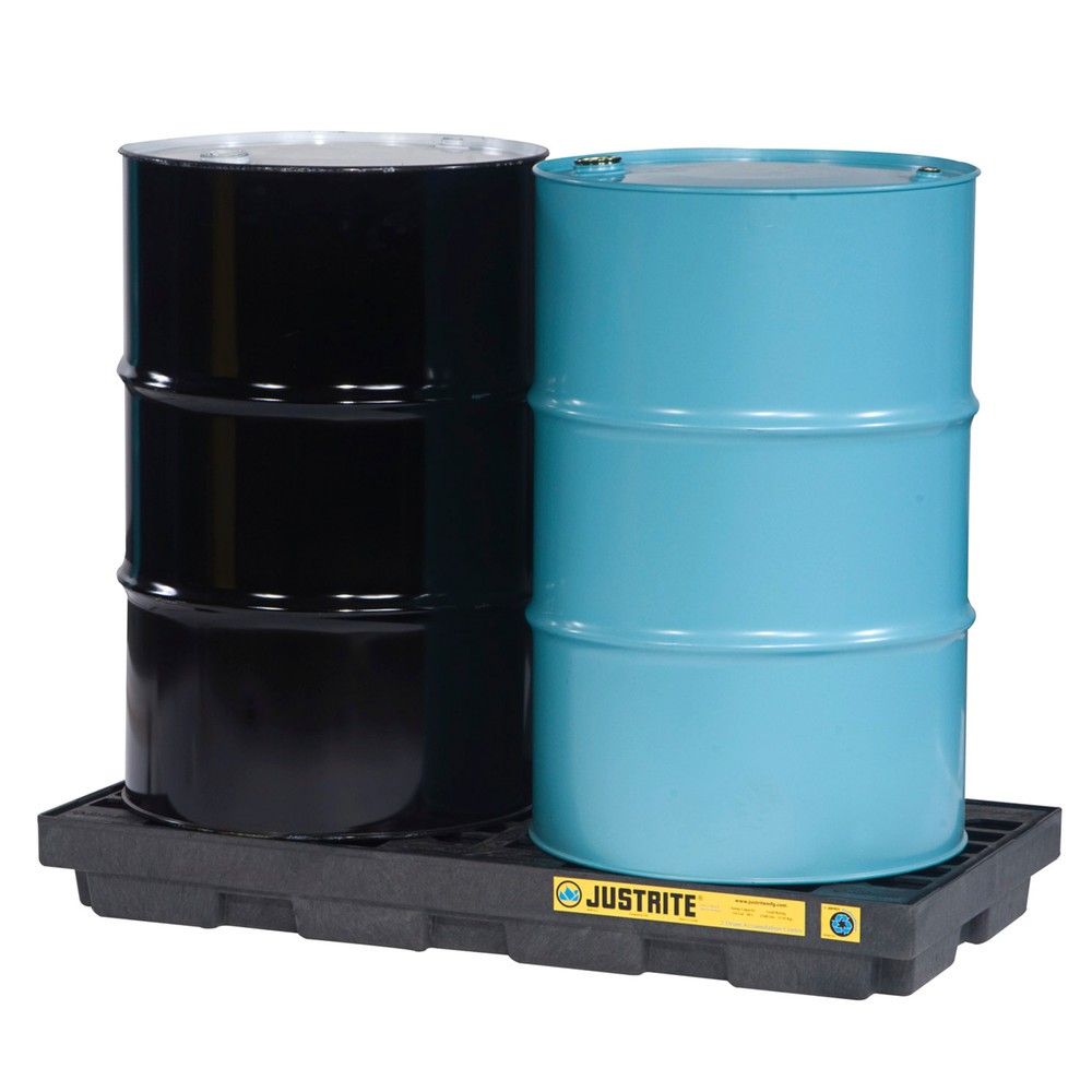 Obrázek produktu: Justrite® plochá sběrná vana z PE, 2 × 200 l, objem 90 l, černá