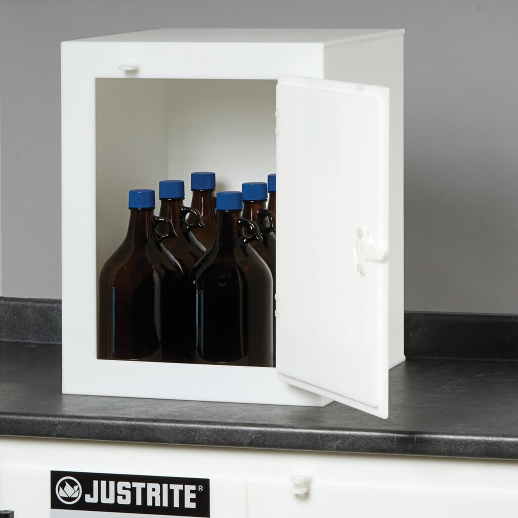 Produktabbildung Nr. 2: Justrite® PE-Chemikalienschrank, HxBxT 560 x 430 x 430 mm, ohne Fachboden, manuell schließend