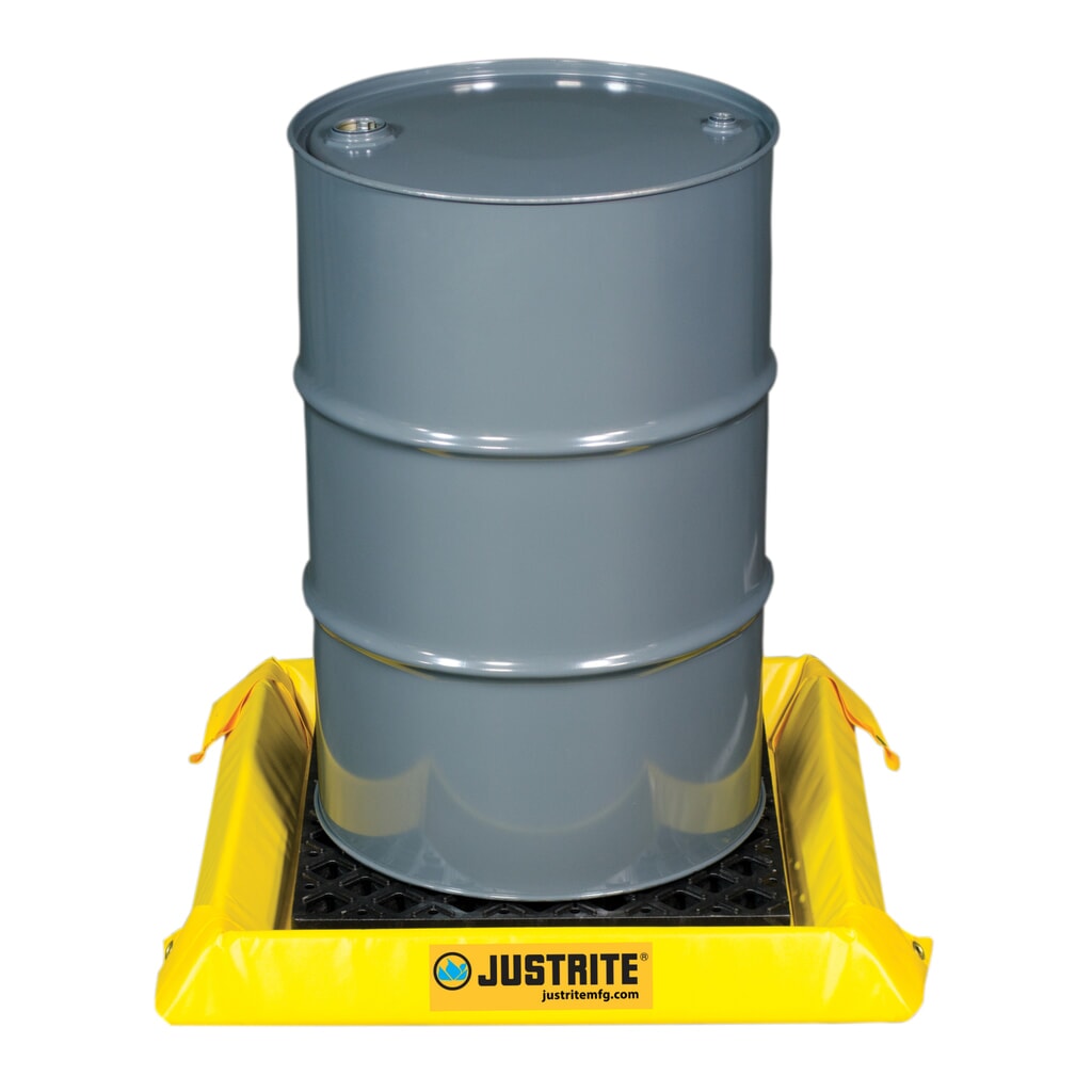 Justrite® Falt-Auffangwanne aus PVC, Wandhöhe 100 mm, Innenmaße 0,6 x 0,6 m, Kapazität 38 l Produktabbildung Nr. 2: Justrite® Falt-Auffangwanne aus PVC, Wandhöhe 100 mm, Innenmaße 0,6 x 0,6 m, Kapazität 38 l