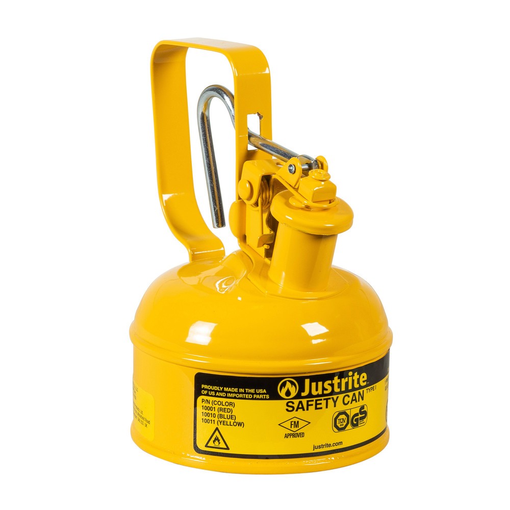 Produktabbildung: Justrite® Sicherheitsbehälter Typ I, Auslösegriff, gelb, 0,5 Liter