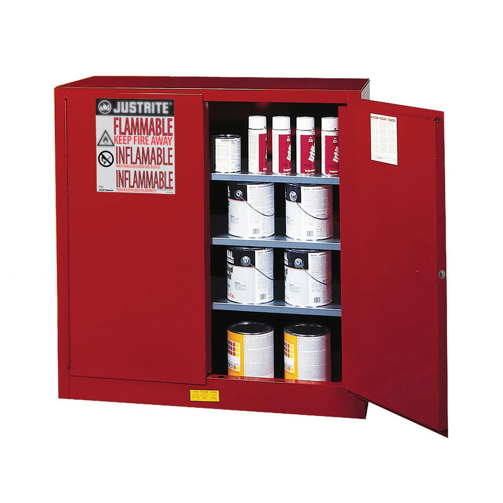 Produktabbildung Nr. 2: Justrite® Sicherheitsschrank Classic Sure-Grip® FM, für brennbare Stoffe, HxBxT 1.120 x 1.090 x 460 mm, selbstschließend