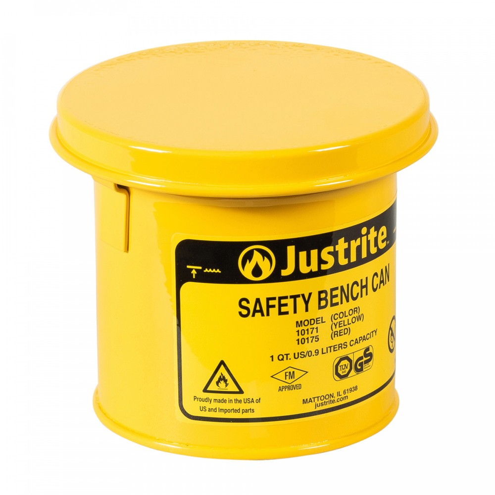 Produktabbildung Nr. 1: Justrite® Tränkbehälter mit Klappdeckel, gelb, 1 Liter