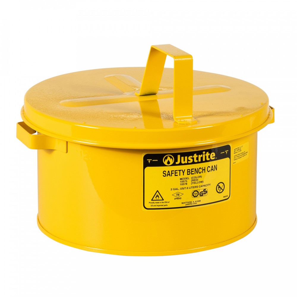 Produktabbildung Nr. 1: Justrite® Tränkbehälter mit Klappdeckel, gelb, 8 Liter