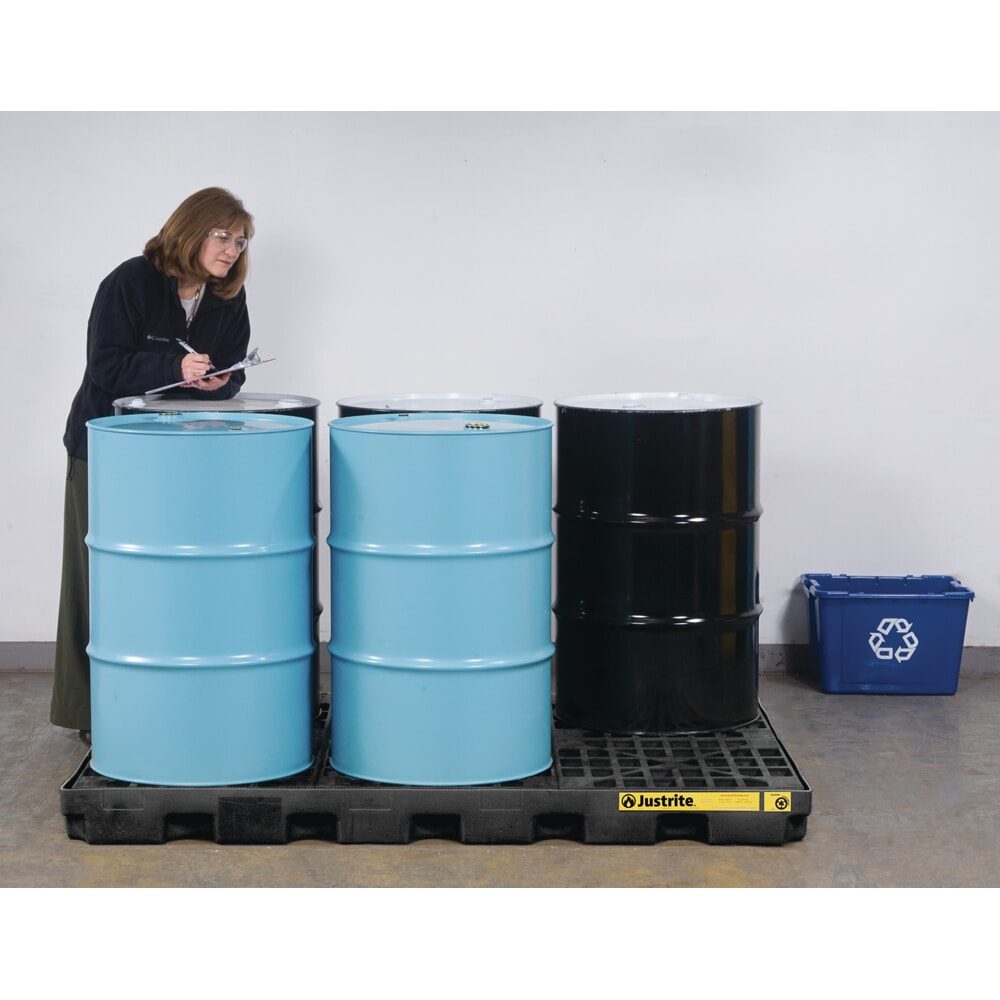 Immagine del prodotto n. 2: Justrite® vasca di raccolta piatta in PE, 6x 200 l, volume di raccolta 276 l, nera