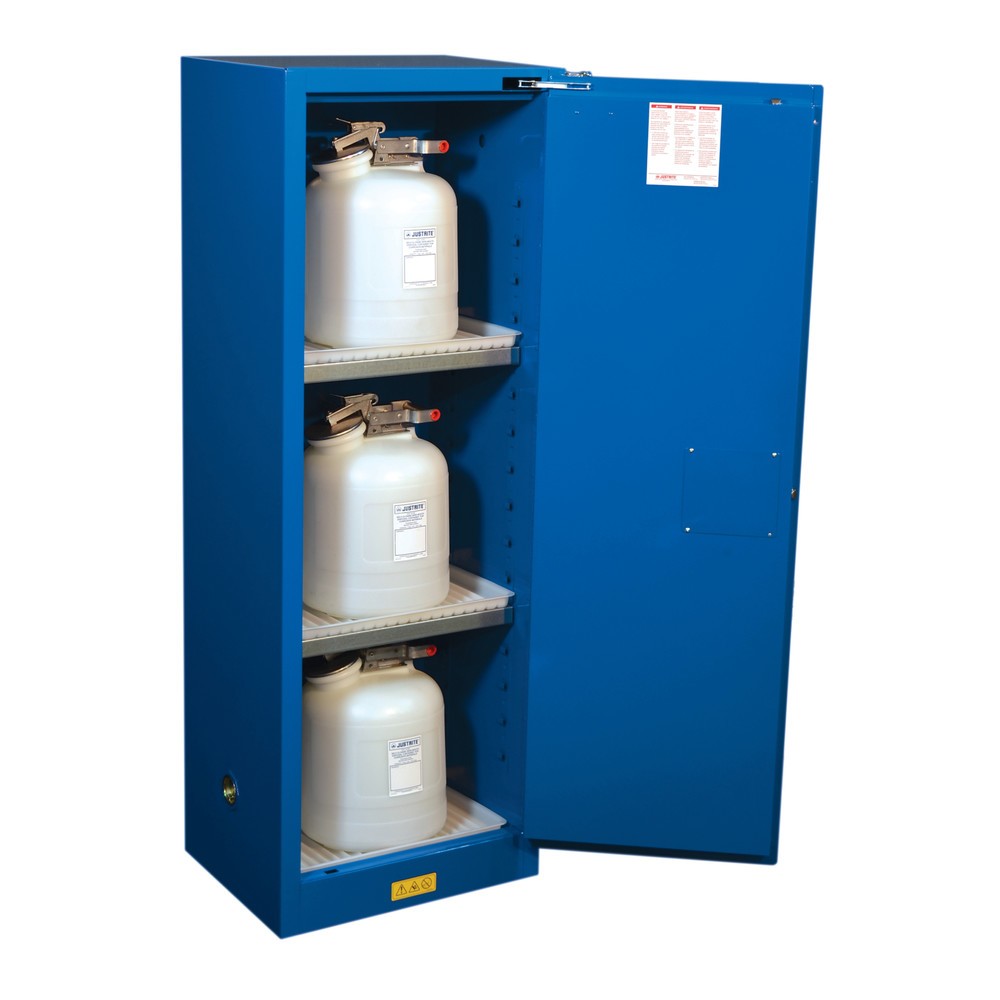 Productafbeelding nr. 2: Justrite® brandveilige kluis Slimline Sure-Grip® FM, voor etsmiddelen, hxbxd 1.650 x 590 x 460 mm, 3 legborden, zelfsluitend