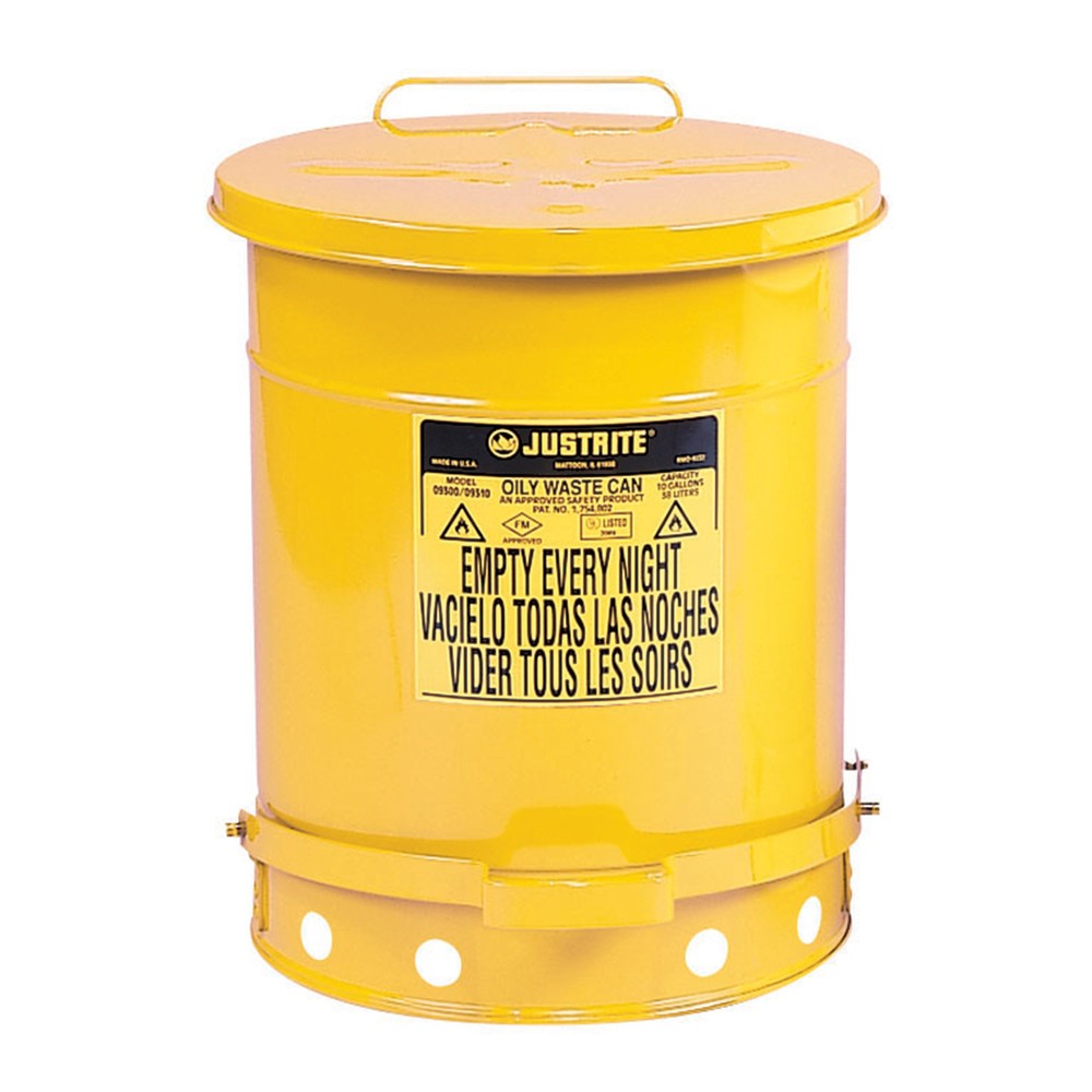 Produktabbildung Nr. 1: Justrite® Werkbank-Sammelbehälter, Fußpedal, gelb, 80 Liter