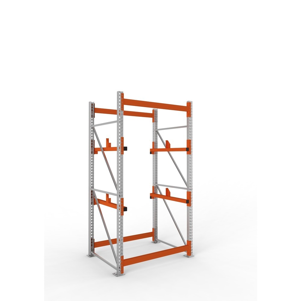 Product afbeelding: Kabeltrommelstelling META MULTIPAL type 1, basiselement, hxbxd 2.700 x 1.300 x 1.100 mm, verzinkt, RAL 2001 roodoranje, met 2 trommelbevestigingen, zonder assen, met kabeltrommelsteunen