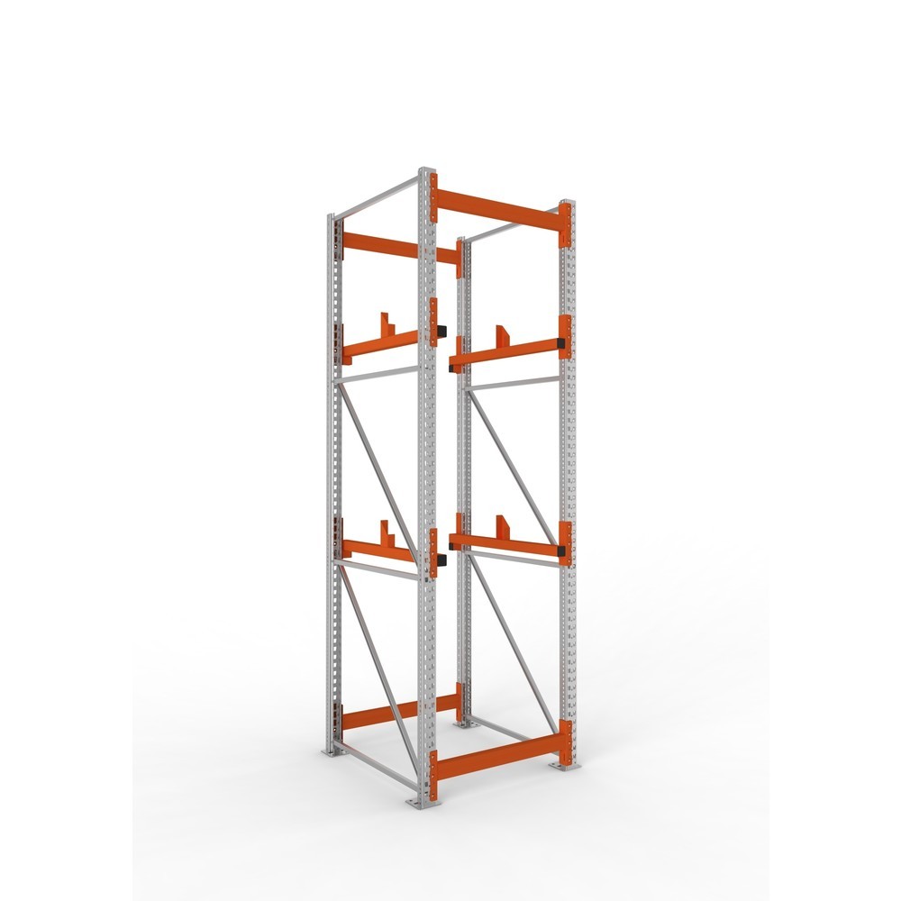 Product afbeelding: Kabeltrommelstelling META MULTIPAL type 1, basiselement, hxbxd 3.300 x 900 x 1.100 mm, verzinkt, RAL 2001 roodoranje, met 2 trommelbevestigingen, zonder assen, met kabeltrommelsteunen