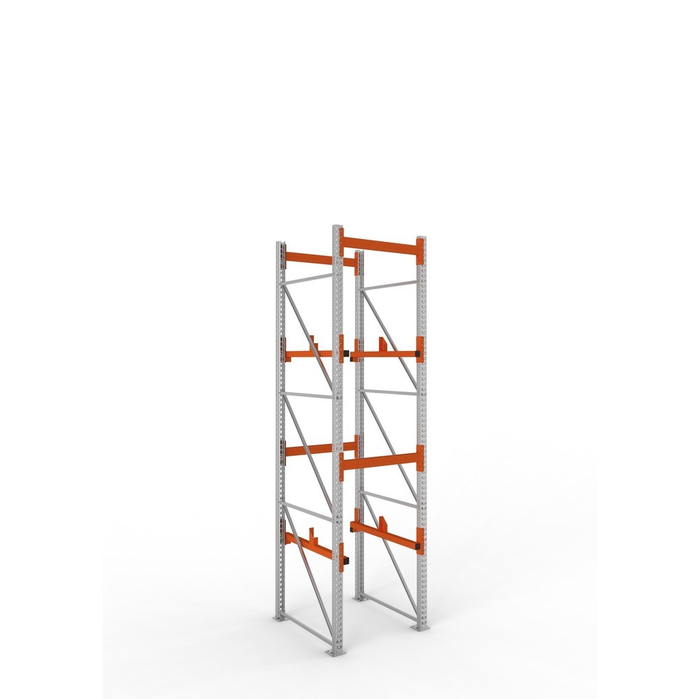 Product afbeelding: Kabeltrommelstelling META MULTIPAL type 1, basiselement, hxbxd 3.800 x 900 x 1.100 mm, verzinkt, RAL 2001 roodoranje, met 2 trommelbevestigingen, zonder assen, met kabeltrommelsteunen