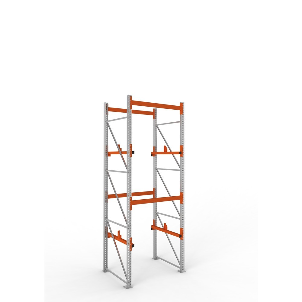 Product afbeelding: Kabeltrommelstelling META MULTIPAL type 1, basiselement, hxbxd 3.800 x 1.300 x 1.100 mm, verzinkt, RAL 2001 roodoranje, met 2 trommelbevestigingen, zonder assen, met kabeltrommelsteunen