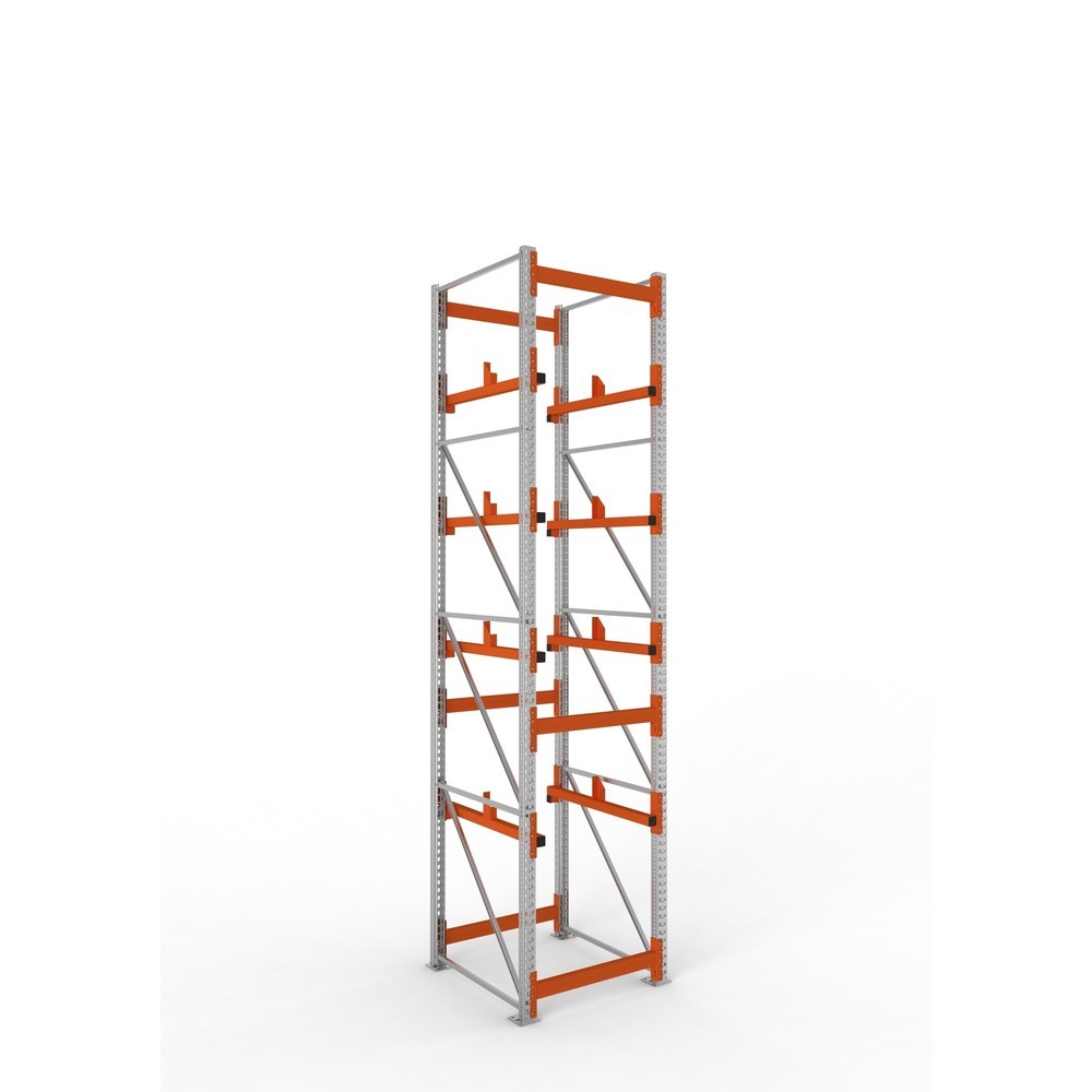 Product afbeelding: Kabeltrommelstelling META MULTIPAL type 1, basiselement, hxbxd 4.400 x 900 x 1.100 mm, verzinkt, RAL 2001 roodoranje, met 4 trommelbevestigingen, zonder assen, met kabeltrommelsteunen