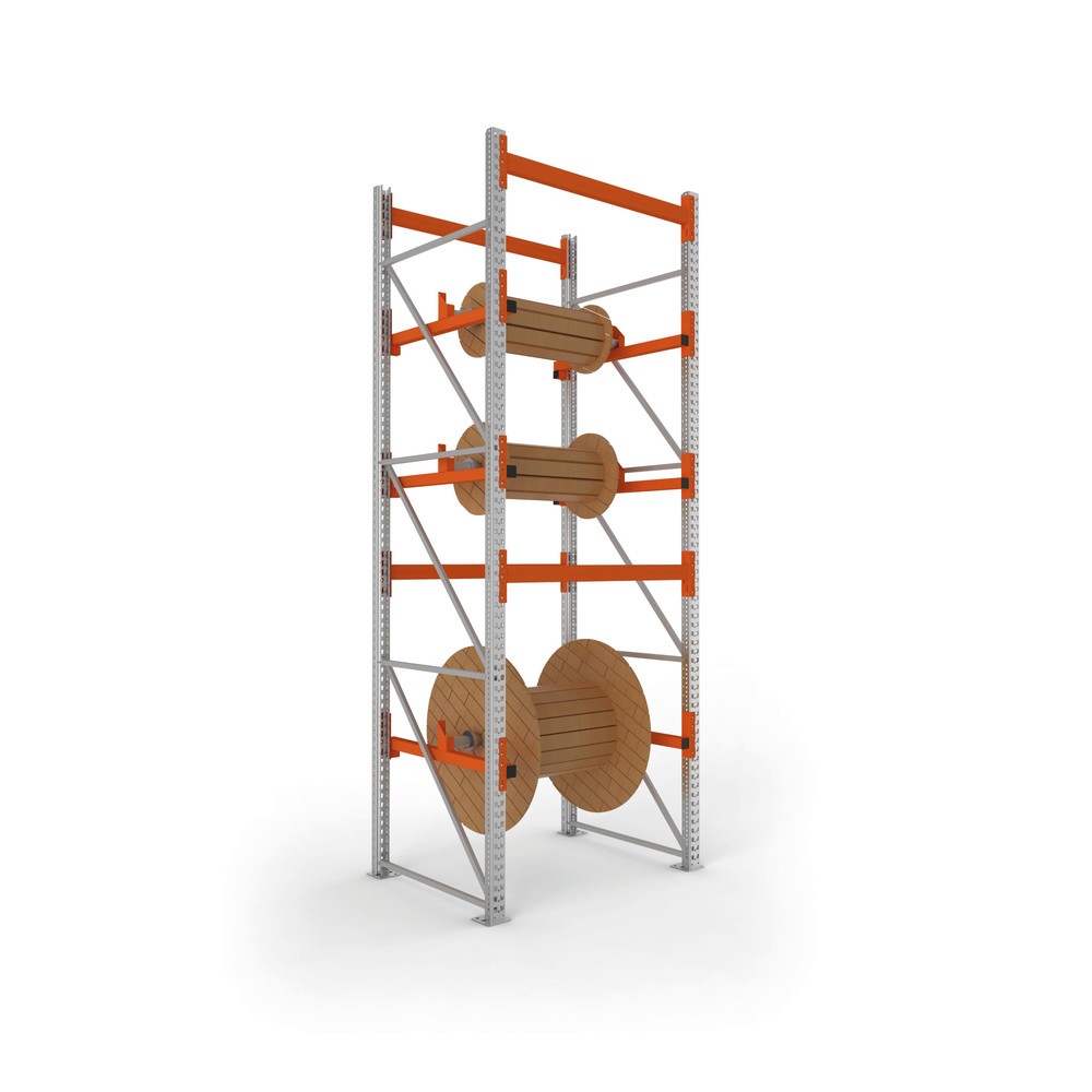 Productafbeelding nr. 5: Kabeltrommelstelling META MULTIPAL type 1, aanbouwelement, hxbxd 2.700 x 1.300 x 1.100 mm, verzinkt, RAL 2001 roodoranje, met 2 trommelbevestigingen, zonder assen, met kabeltrommelsteunen