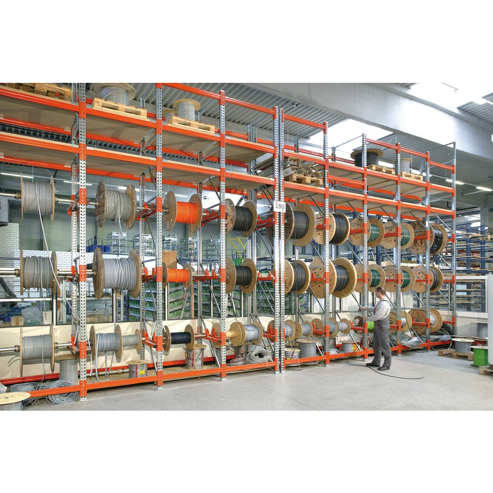 Productafbeelding nr. 6: Kabeltrommelstelling META MULTIPAL type 1, aanbouwelement, hxbxd 2.700 x 1.300 x 1.100 mm, verzinkt, RAL 2001 roodoranje, met 2 trommelbevestigingen, zonder assen, met kabeltrommelsteunen