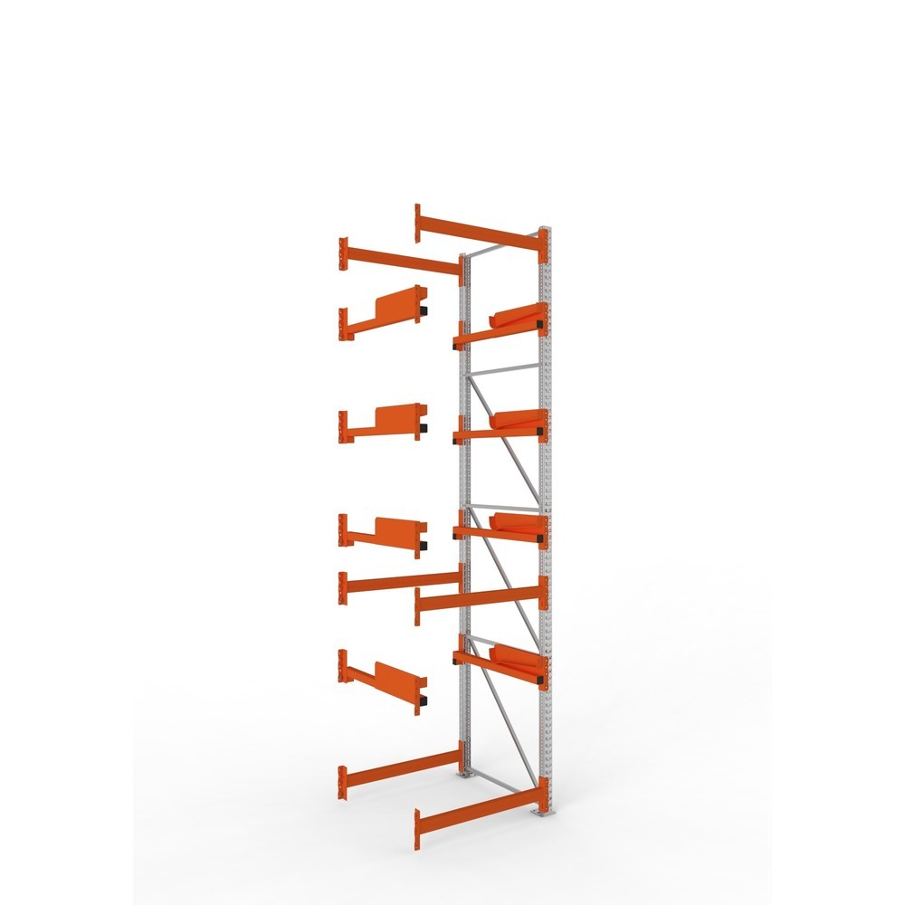 Product afbeelding: Kabeltrommelstelling META MULTIPAL type 2, aanbouwelement, hxbxd 4.400 x 1.100 x 1.100 mm, verzinkt, RAL 2001 roodoranje, met 4 trommelbevestigingen, zonder assen, met kabeltrommelsteunen