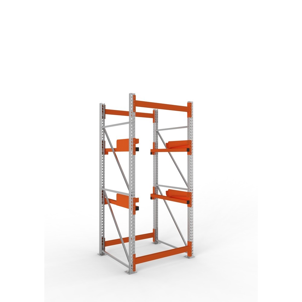 Product afbeelding: Kabeltrommelstelling META MULTIPAL type 2, basiselement, hxbxd 2.700 x 1.100 x 1.100 mm, verzinkt, RAL 2001 roodoranje, met 2 trommelbevestigingen, zonder assen, met kabeltrommelsteunen