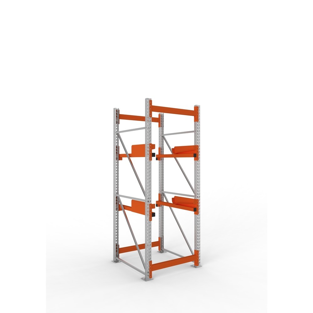 Product afbeelding: Kabeltrommelstelling META MULTIPAL type 2, basiselement, hxbxd 2.700 x 900 x 1.100 mm, verzinkt, RAL 2001 roodoranje, met 2 trommelbevestigingen, zonder assen, met kabeltrommelsteunen